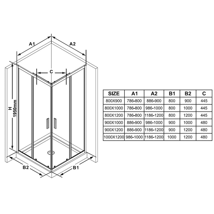 Душевые кабины и ограждения Душевая дверь BLSRV2K-90 блестящий + транспарент (для компл. необходимо заказать 2 изделия BLSRV2K!) 