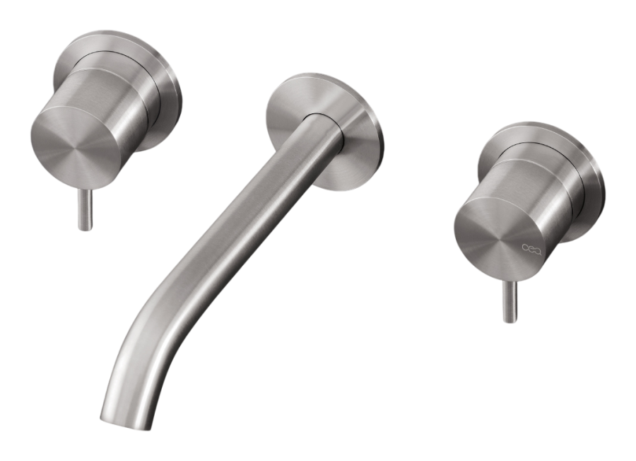 Смесители Смеситель для раковины Milo360, настенный, на 3 отверстия, излив L. 185 мм, внешняя часть, сталь, цвет сатинированная бронза 