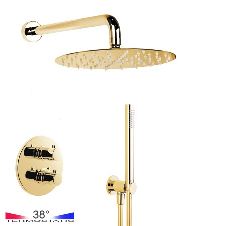 Душевая программа Душевая система - комплект с термостатом, золото 