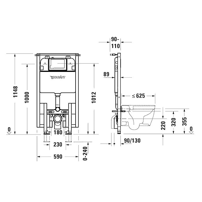 Системы инсталляции Инсталляция для подвесного унитаза 1148*590*90mm 