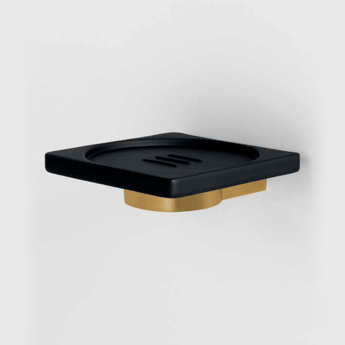 Мыльница подвесная, цветзолото матовое/черная резина