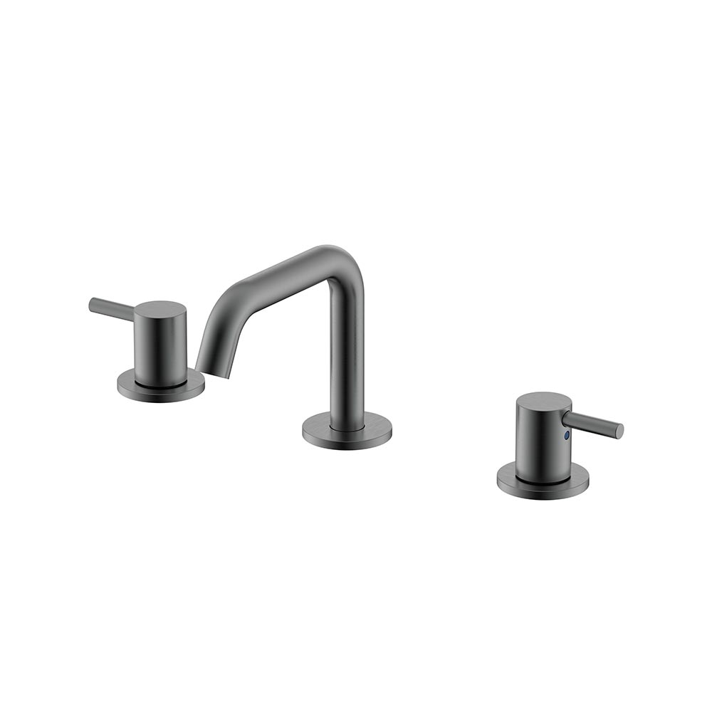 Смеситель на 3 отверстия для раковины с донным клапаном BRUSH GUN METAL