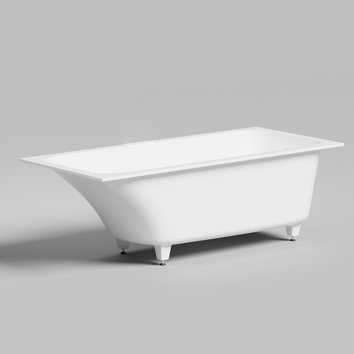 KIT Встраиваемая ванна 1700х750х600 мм, Up&Down, сифон, щелевой слив-перелив, материал S-Stone, матовый белый