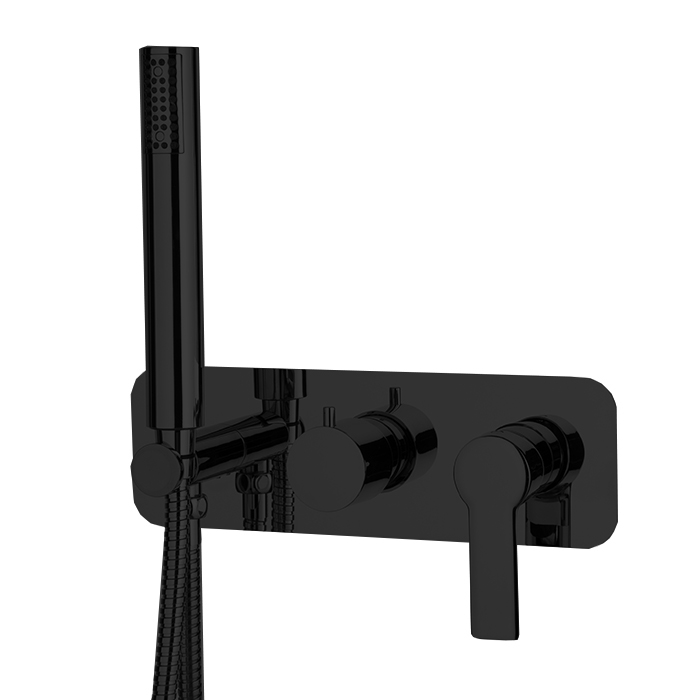 Смесители Смеситель для душа, встраиваемый, на 2 источника с ручным душем, цвет чёрный матовый 