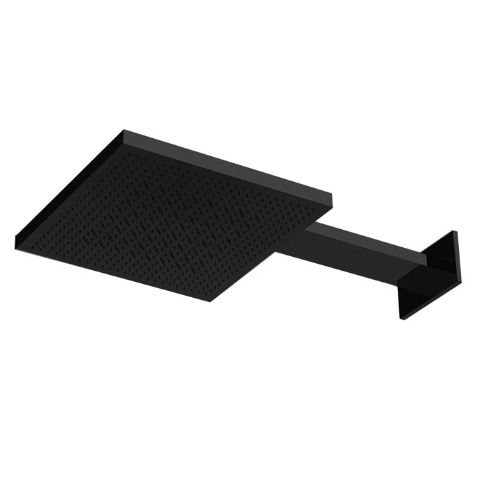 Верхний душ с кронштейном 300*300 мм, чёрный матовый