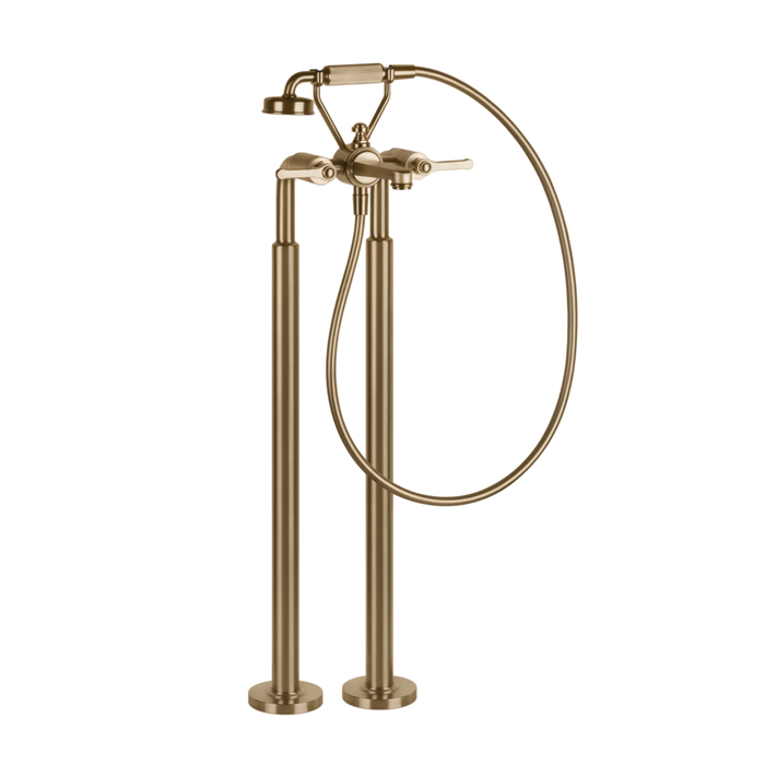 Смесители Смеситель для ванны напольный, двухвентильный, с ручным душем и шлангом 1500 мм, внешняя часть, цвет Warm Bronze Br. PVD 