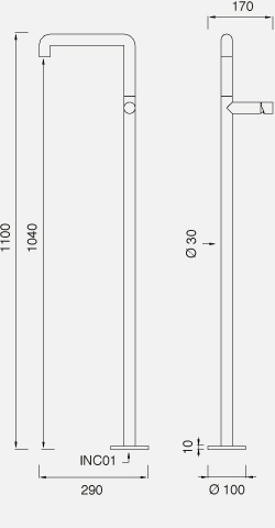 Смесители Отдельно стоящий смеситель для раковины с вращающимся краном. Высота 1100 мм 