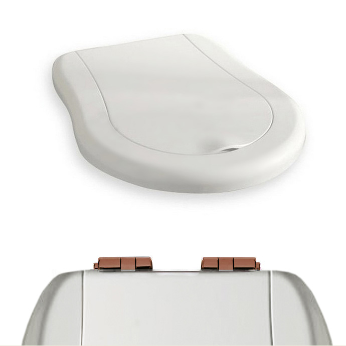 Сиденье NEW для унитаза, микролифт, белый/бронза