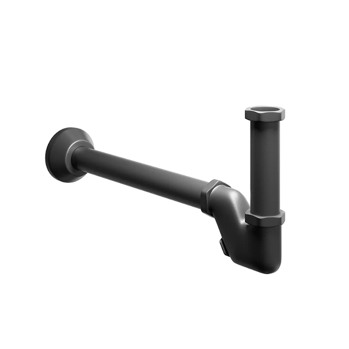 Сифон для раковины с декоративной накладкой, цвет черный матовый