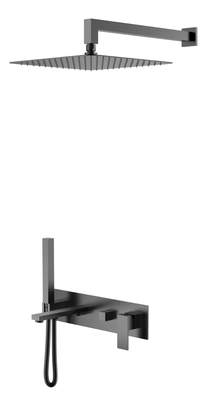 Смесители Смеситель встроенный + верхний+ ручной душ Matt Gun Metal 
