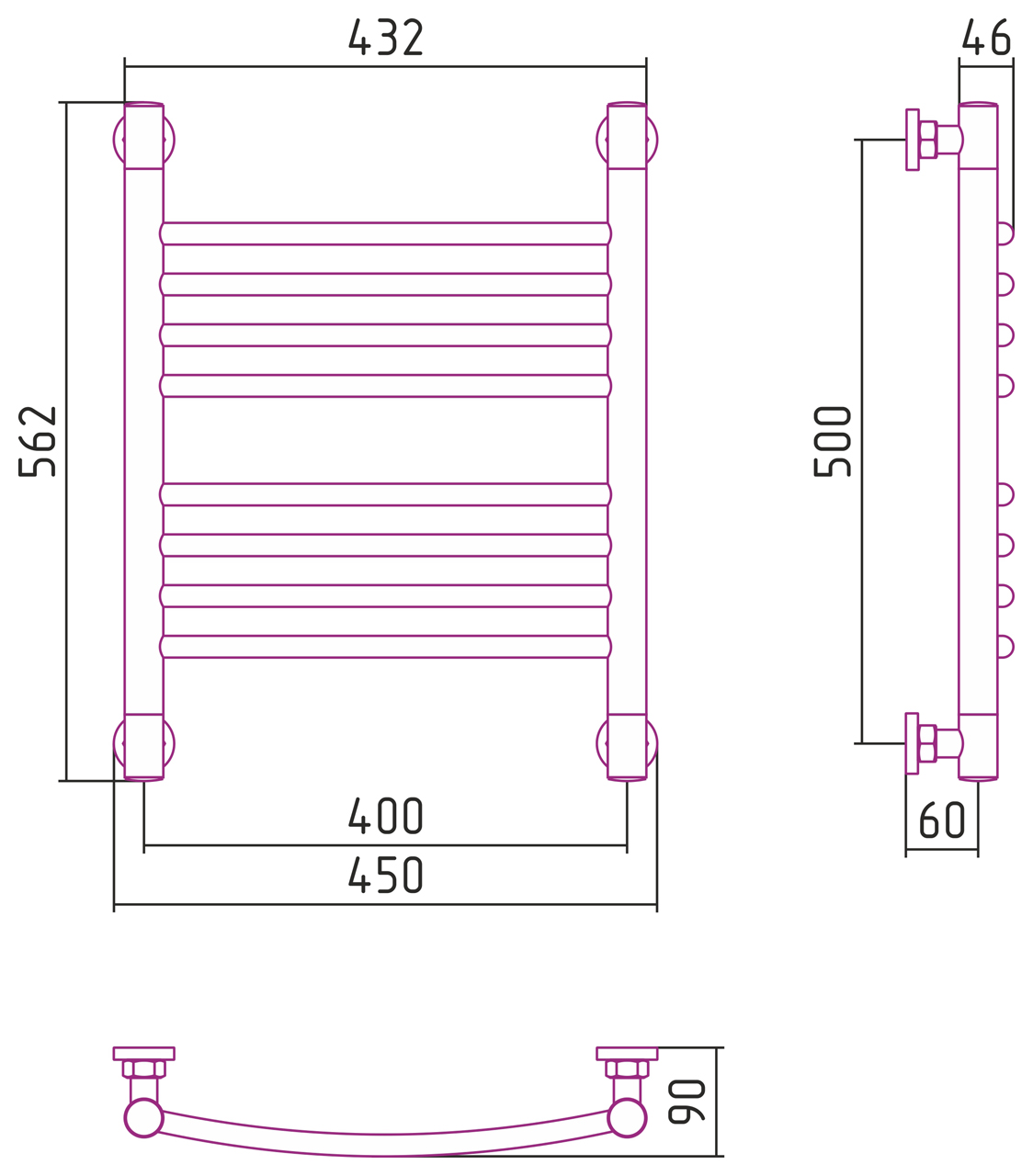 Полотенцесушители Дизайн-радиатор 500х400 