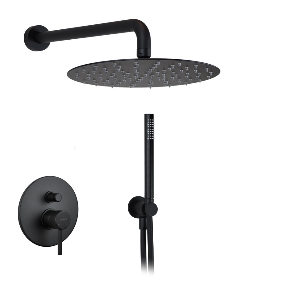 Душевая система - комплект со смесителем, чёрный матовый