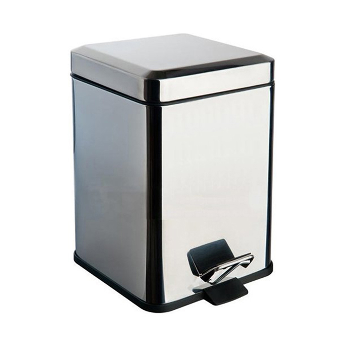 Black&White Ведро с крышкой, педаль, 6л, цвет полированная сталь