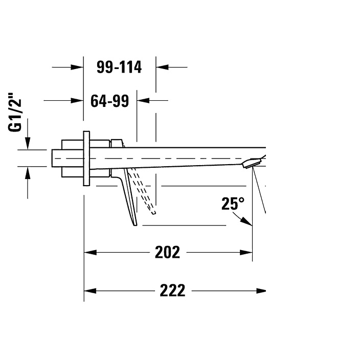 Смесители Смеситель для раковины из стены, излив 202 мм, хром 
