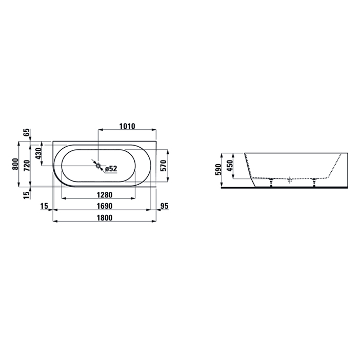 Ванны Ванна угловая 180x80, DX, цвет: белый 