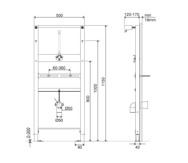 Системы инсталляции Инсталляционная система EURO II URINAL для писсуара 