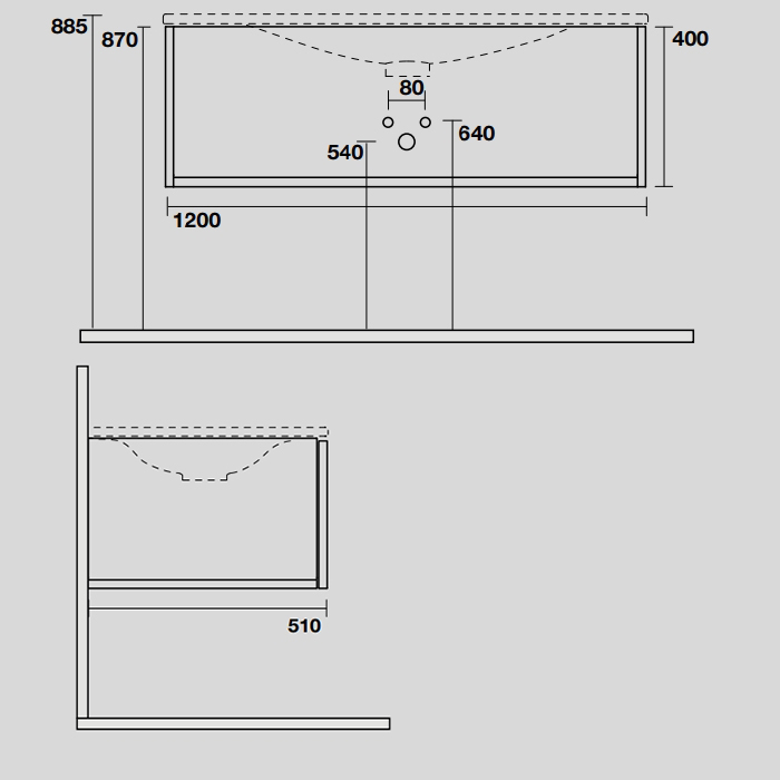 Мебель для ванной База подвесная 1220х520 мм, 1 ящик, с СИФОНОМ 936101, боковины белые/фронт дуб (без раковины) 