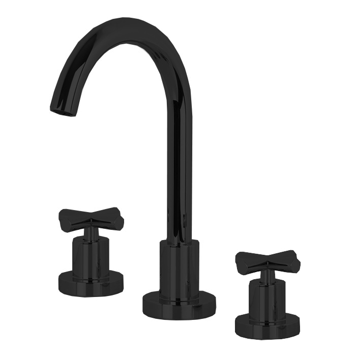 Смесители Смеситель на раковину, на 3 отверстия, с донным клапаном, цвет чёрный матовый 