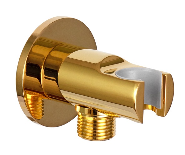 Комплектующие Подключение для душевого шланга с держателем лейки, золото 
