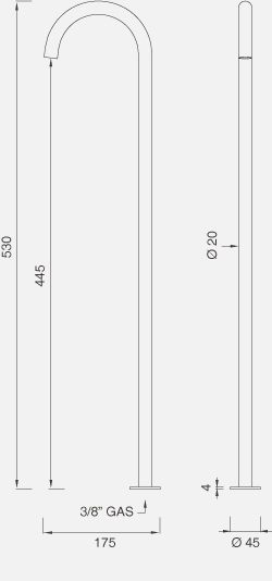 Комплектующие Настольный вращающийся кран. Высота 530 мм FRE66 