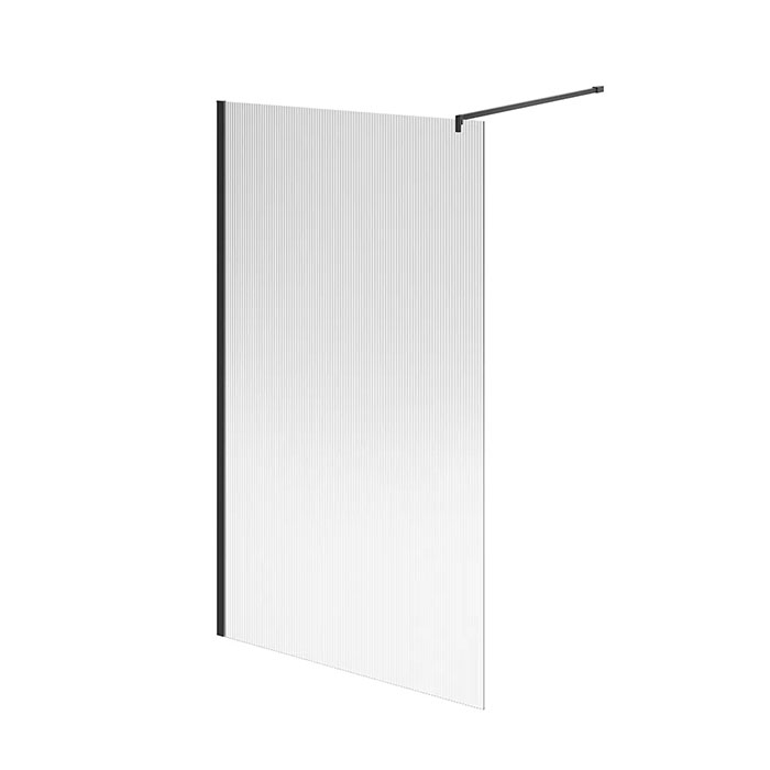 Душевая перегородка с рифленым стеклом, 120х210, матовый черный