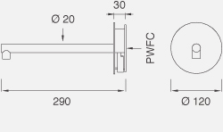 Смесители Настенный двухрычажный смеситель с краном. Длина 290 мм 