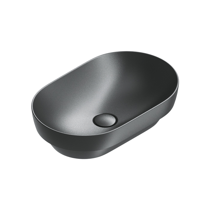 Раковины Раковина 55x35 h14 встраиваемая, без отверстий под смеситель, покрытие Cataglaze+, цвет черный матовый 