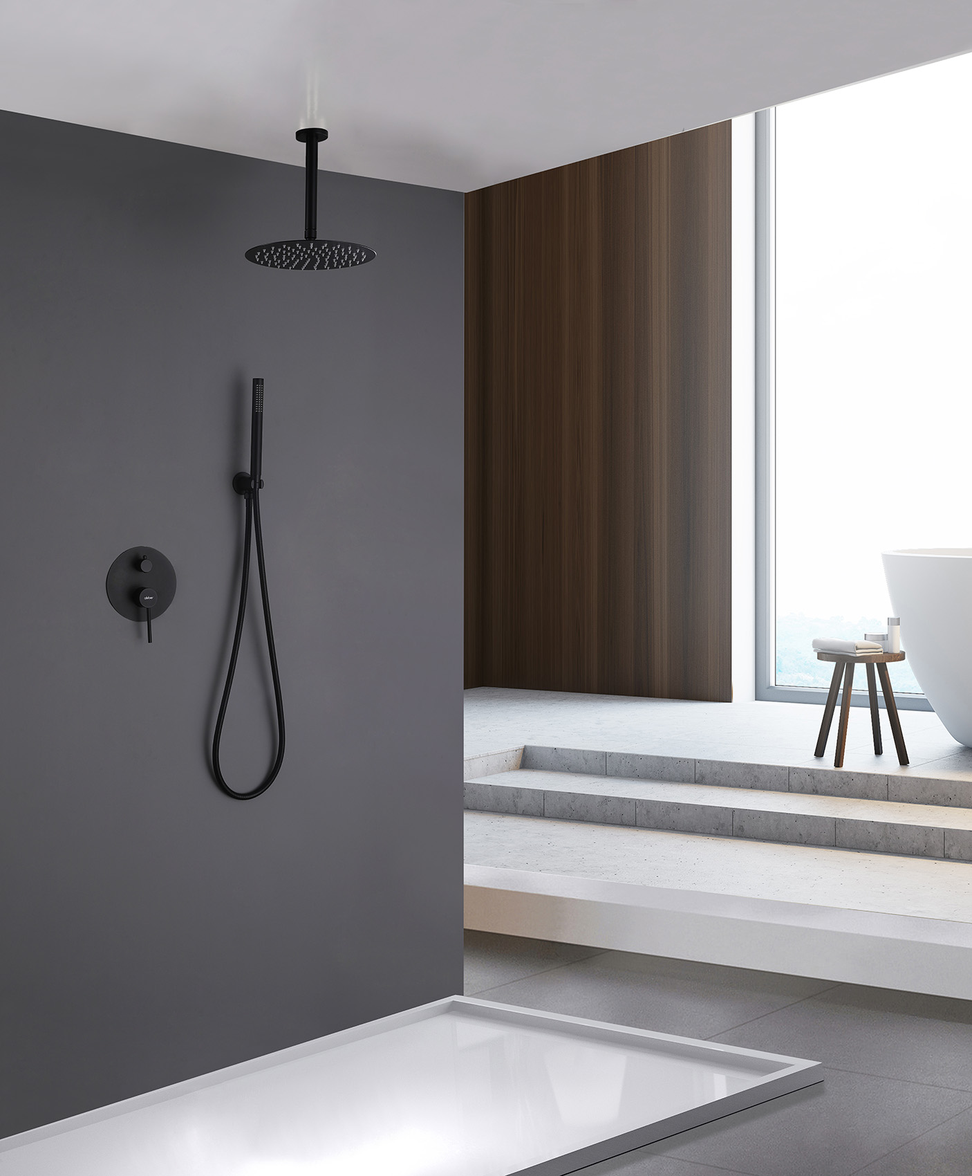 Душевая программа Душевая система скрытого монтажа без излива, черная матовая 