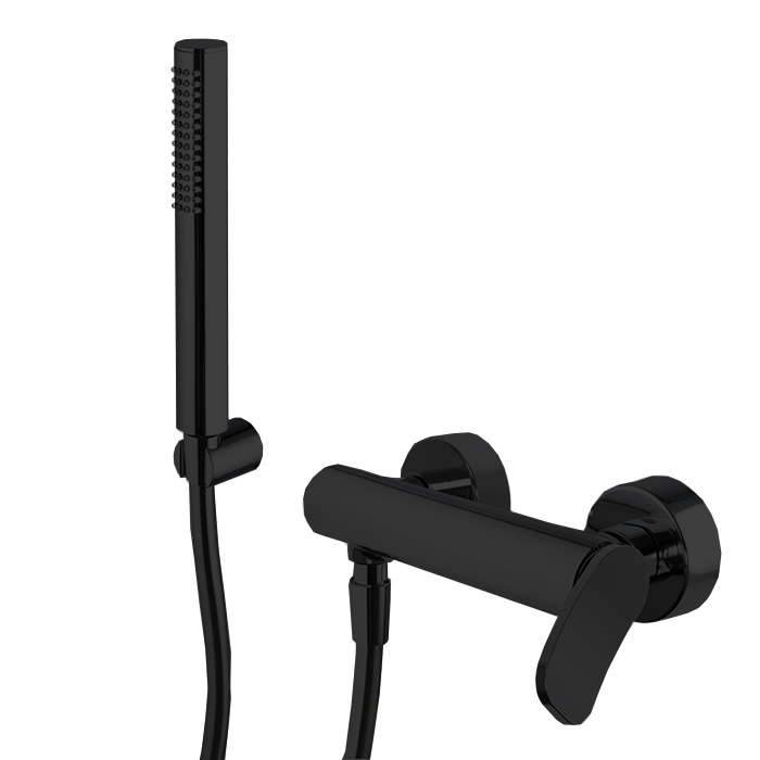 Смесители Смеситель для душа, настенный, с ручным душем, цвет чёрный матовый 