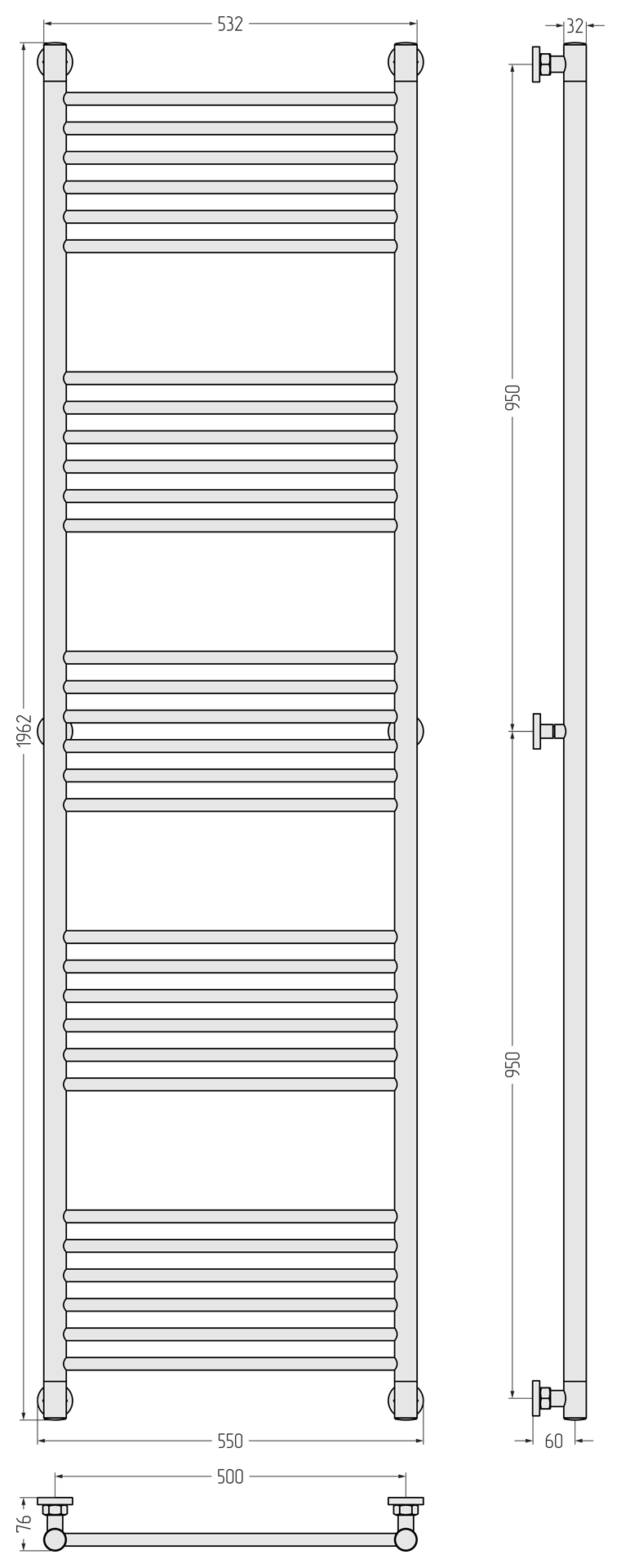 Полотенцесушители Полотенцесушитель 1900х500 (Тёмный титан муар) 