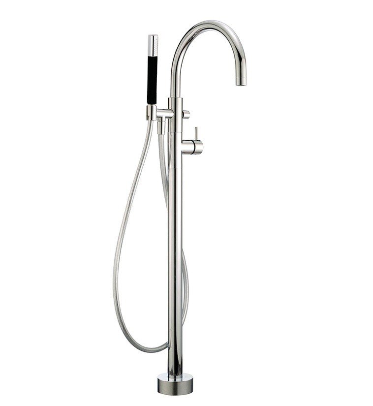  Less New Внешняя часть напольного смесителя для ванны с ручным душем со шлангом 150 см, цвет хром (без внутр части ZA00451004)