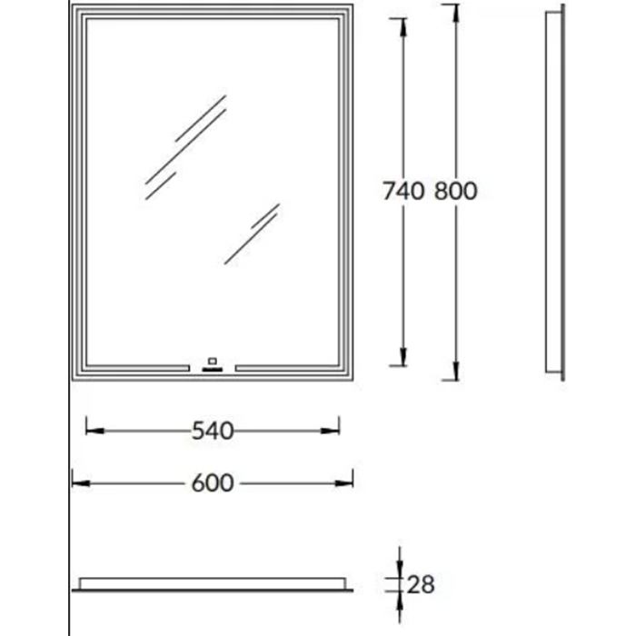Мебель для ванной Зеркало прямоугольное с диммером 60,белое 