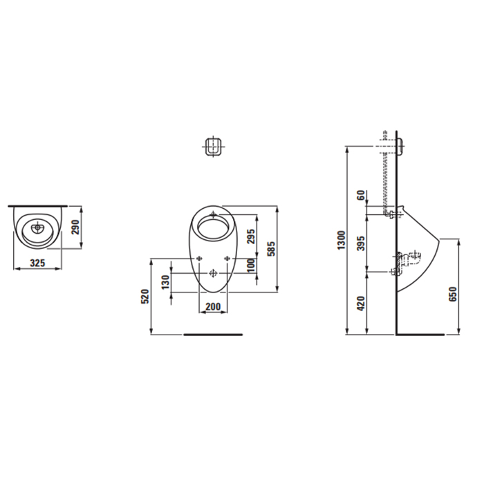 Писсуары Писуар 290х325х585мм, без крышки, с сифоном, с покр. LLC, цвет: белый 