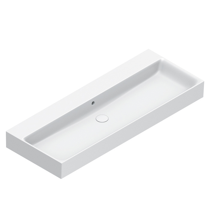 Раковина 120x47, без отверстий под смеситель, покрытие Cataglaze+, цвет белый матовый