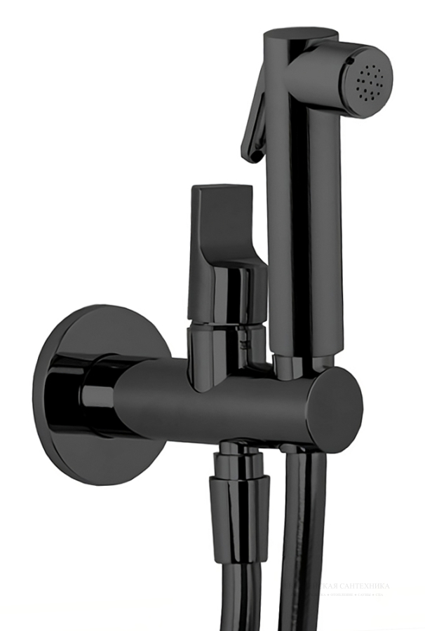 Смесители Душ гигиенический Снято 01.07.2023 Collettivita: умный смеситель, держатель, лейка - душ/гидроёршик, шланг, комплект, цвет чёрный хром 