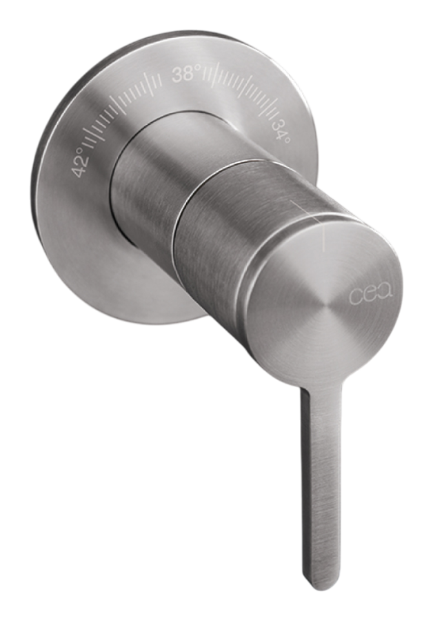 Смесители Термостат Innovo, настенный, встраиваемый, Ø 30х62 мм, с системой Acqua Stop, внешняя часть, сталь, цвет сатинированная нержавеющая сталь 