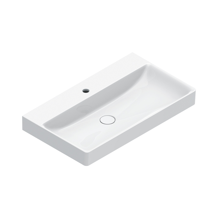 Раковины Раковина 80x47, с 1 отверстием под смеситель, покрытие Cataglaze+, цвет белый глянцевый 