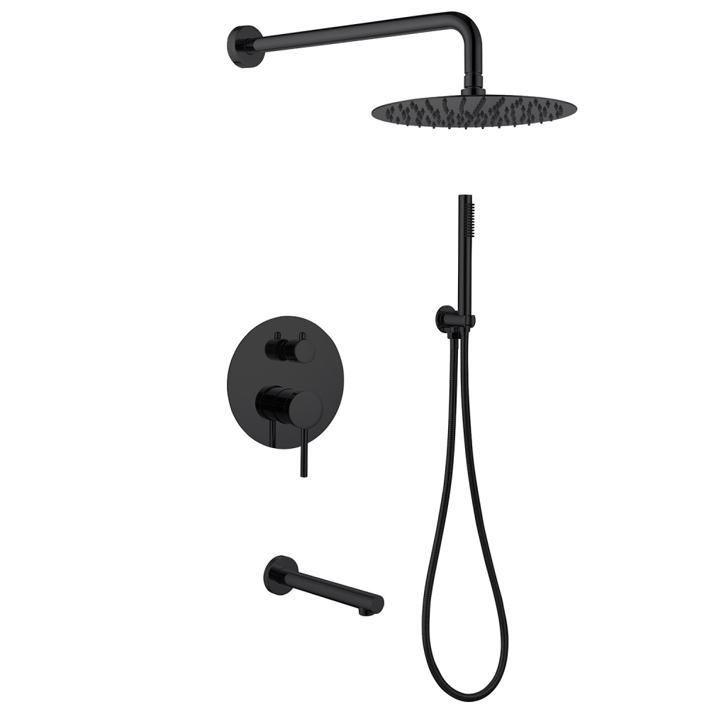 Душевая программа Душевая система скрытого монтажа с изливом, черная матовая 