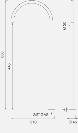 Комплектующие Настольный вращающийся кран. Высота 600 мм FRE68 