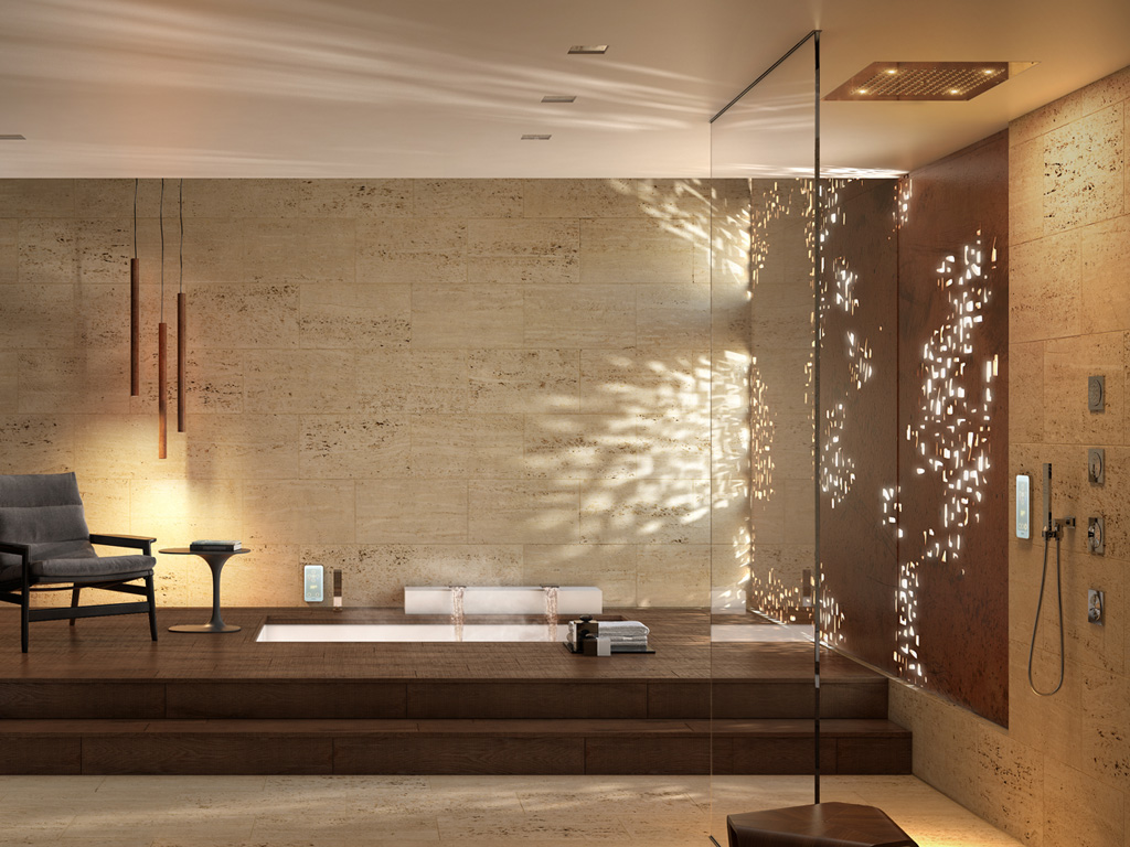 Душевая программа Потолочный душ 570х470 мм с хромотерапией, 2 режима, 4 светодиода LED RGB, для установки в подвесной потолок 