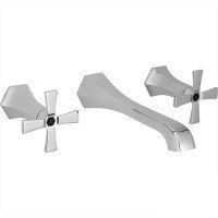 Смесители  Cherie Смеситель на раковину на 3 отверстия из стены, излив 200 мм,внешняя часть, цвет хром/черный матовый 