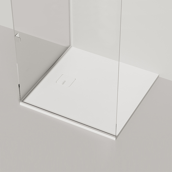 Поддон 1000х1000х30 мм, с сифоном, материал S-Stone, матовый белый