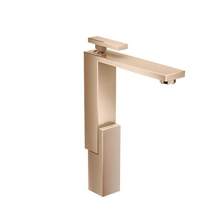 Смесители Смеситель для раковины, на 1 отверстие, с донным клапаном push/open, излив 180 мм, алмазная огранка, цвет красное золото 