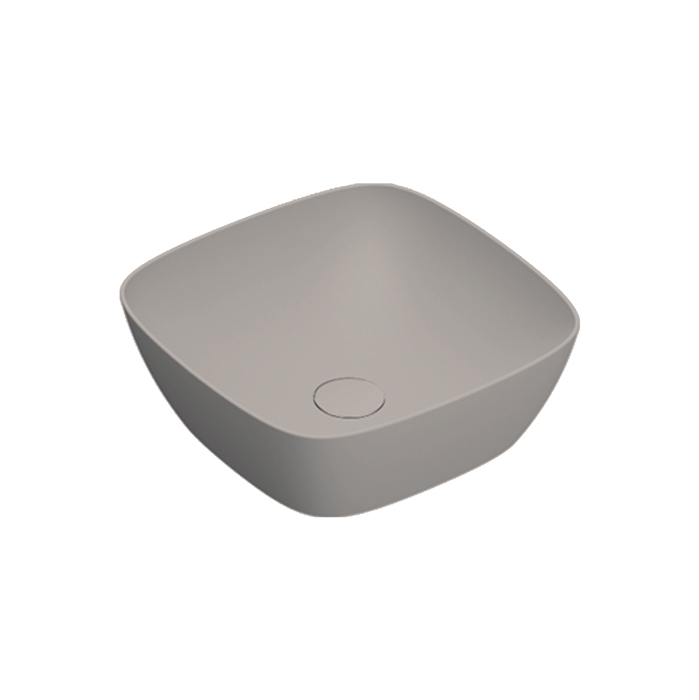 Раковины Раковина 40x40 накладная, без отверстий под смеситель, покрытие Cataglaze+, цвет Tortora Satinato 