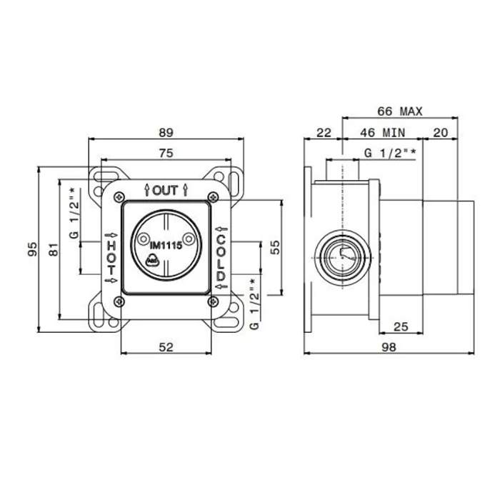 Смесители Универсальная внутренняя часть для механического смесителя на 1 источник для душа 