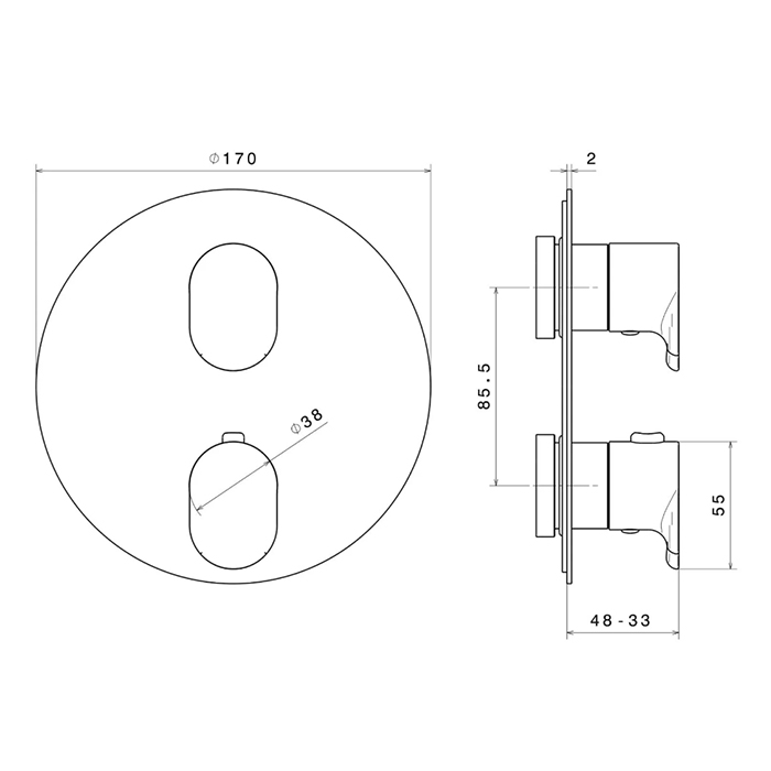 Смесители Встраиваемый термостатический смеситель для душа с регулировкой температуры, цвет черный матовый 