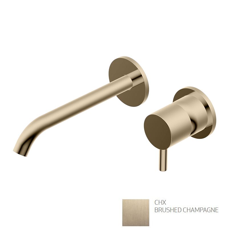 Смесители Смеситель для раковины настенный, излив 193мм, внешняя часть, отделка в цвете Шампаньa 