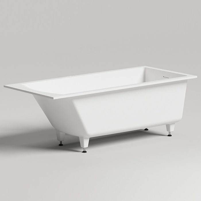 KIT Встраиваемая ванна с прямоугольной чашей 1700х700х600 мм, донный клапан "Click-Clack" белый, сифон, ножки, S-Stone, белый матовый