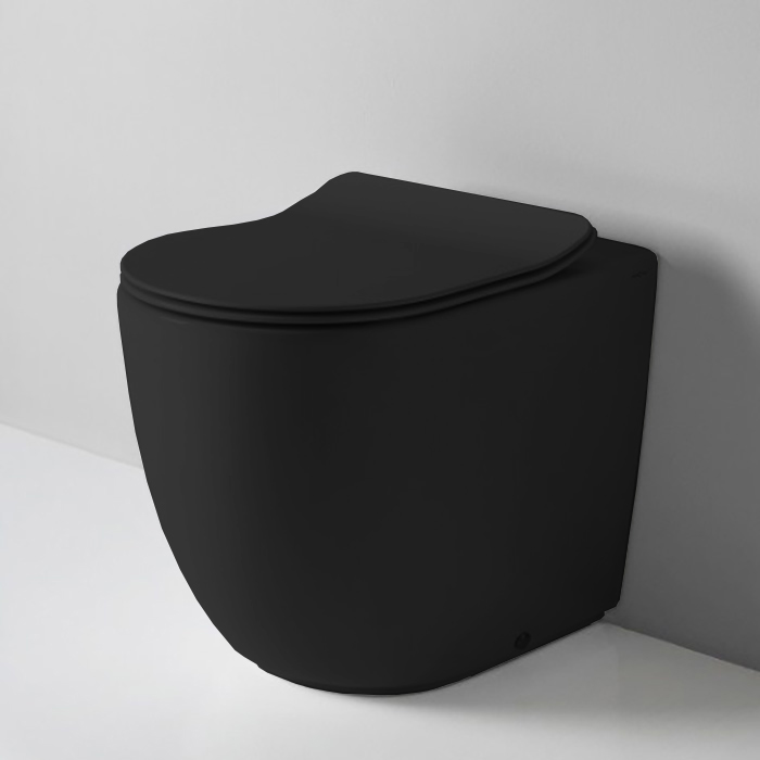 Унитазы Унитаз приставной ТУРБО СМЫВ THE.REEL, слив универсальный 37х52 см, с креплениями, цвет черный матовый SANIGLAZE 