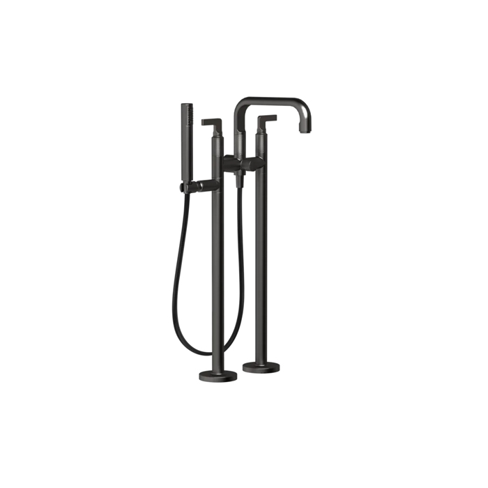 Смесители Смеситель для ванны напольный, с ручным душем и шлангом 1500 мм, внешняя часть, цвет Black Metal Brushed PVD 